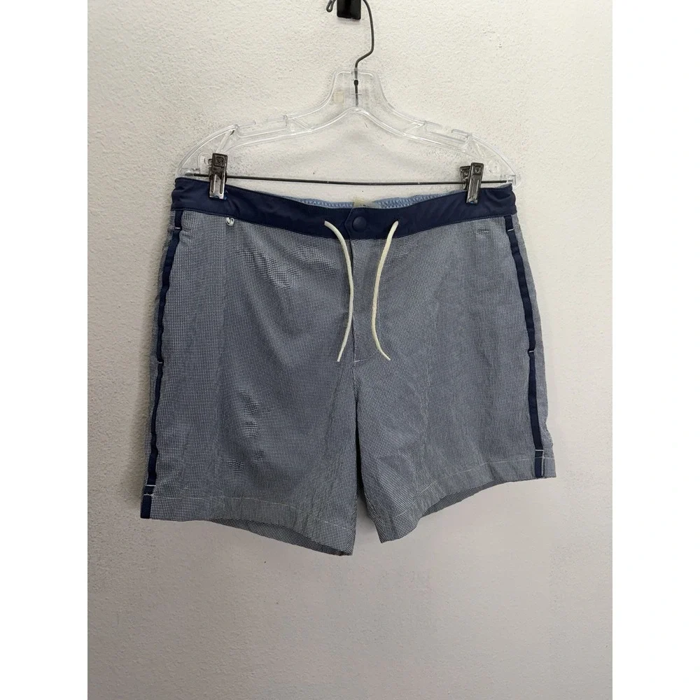 Vineyard Vine Men's 7 Inch Foredeck Trunk Swimwear Gingham Swim Trunks Shorts M